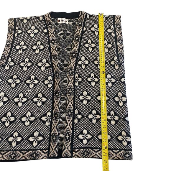 Vintage Alpaca Line Sweater Vest Open Front Black Off White Womens Peru ?SIZE - Picture 10 of 10